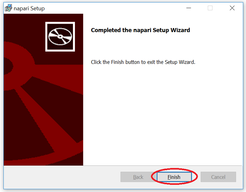 image: Windows napari setup wizardfinished